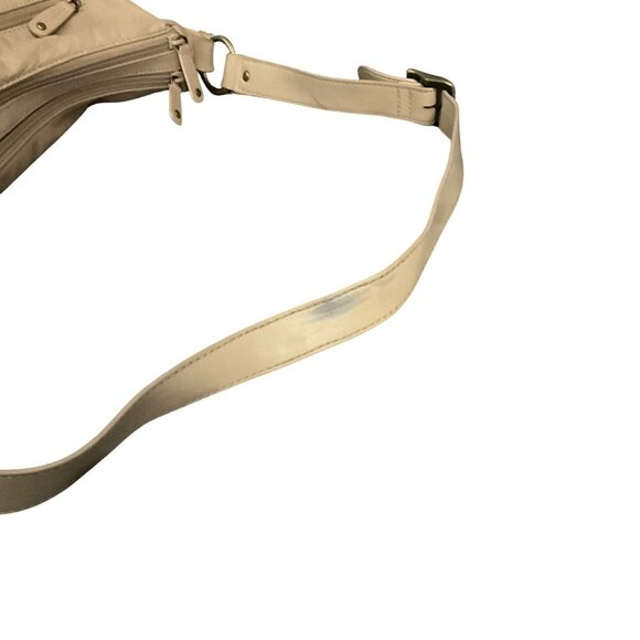 Leather shoulder  Bag With Adjustable Strap & Multiple Compartments Beige - Picture 9 of 9